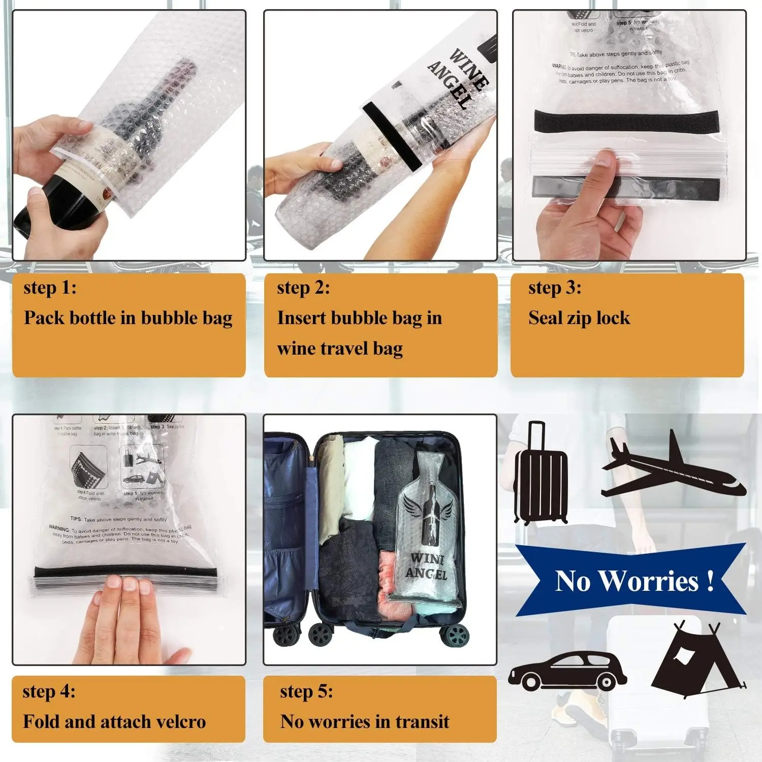 Miniatura 6 de BOLSA PROTECTORA VIAJERA DE BOTELLAS DE